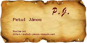 Petul János névjegykártya